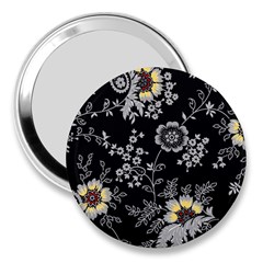 White And Yellow Floral And Paisley Illustration Background 3  Handbag Mirrors