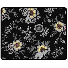 White And Yellow Floral And Paisley Illustration Background Fleece Blanket (medium)