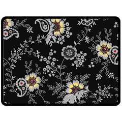 White And Yellow Floral And Paisley Illustration Background Fleece Blanket (large)