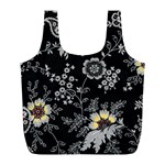 White And Yellow Floral And Paisley Illustration Background Full Print Recycle Bag (L) Back