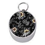 White And Yellow Floral And Paisley Illustration Background Mini Silver Compasses Front