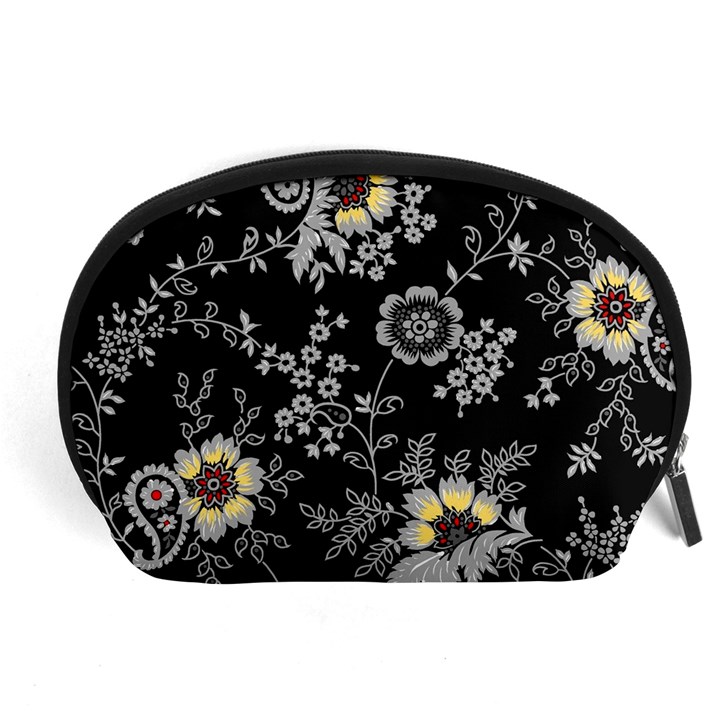 White And Yellow Floral And Paisley Illustration Background Accessory Pouch (Large)