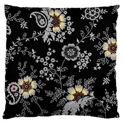 White And Yellow Floral And Paisley Illustration Background Standard Premium Plush Fleece Cushion Case (two Sides)