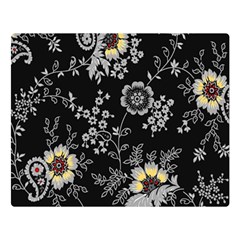 White And Yellow Floral And Paisley Illustration Background Premium Plush Fleece Blanket (large)