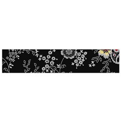 White And Yellow Floral And Paisley Illustration Background Small Premium Plush Fleece Scarf