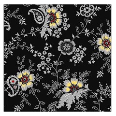 White And Yellow Floral And Paisley Illustration Background Square Satin Scarf (36  X 36 )