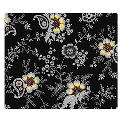 White And Yellow Floral And Paisley Illustration Background One Side Premium Plush Fleece Blanket (small)