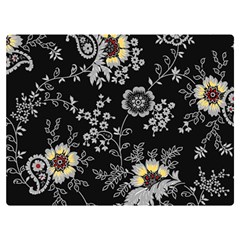 White And Yellow Floral And Paisley Illustration Background One Side Premium Plush Fleece Blanket (extra Small) by Jancukart