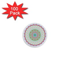 Flower Abstract Floral Hand Ornament Hand Drawn Mandala 1  Mini Buttons (100 Pack)  by Jancukart