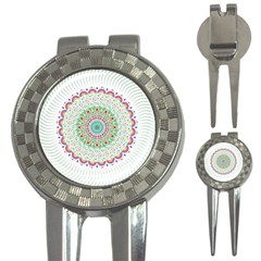 Flower Abstract Floral Hand Ornament Hand Drawn Mandala 3-in-1 Golf Divots