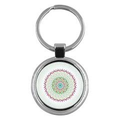 Flower Abstract Floral Hand Ornament Hand Drawn Mandala Key Chain (round)