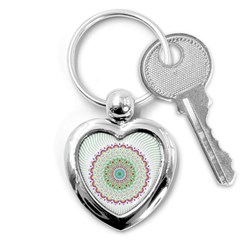 Flower Abstract Floral Hand Ornament Hand Drawn Mandala Key Chain (heart)