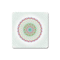 Flower Abstract Floral Hand Ornament Hand Drawn Mandala Square Magnet