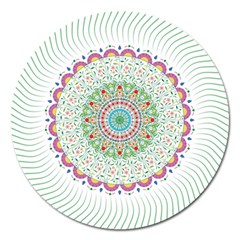 Flower Abstract Floral Hand Ornament Hand Drawn Mandala Magnet 5  (round)