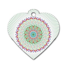 Flower Abstract Floral Hand Ornament Hand Drawn Mandala Dog Tag Heart (one Side) by Jancukart