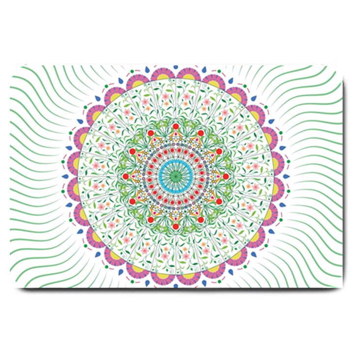 Flower Abstract Floral Hand Ornament Hand Drawn Mandala Large Doormat