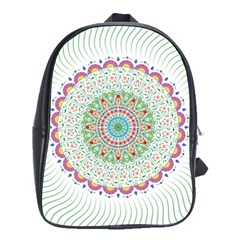 Flower Abstract Floral Hand Ornament Hand Drawn Mandala School Bag (large) by Jancukart