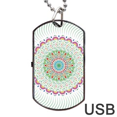 Flower Abstract Floral Hand Ornament Hand Drawn Mandala Dog Tag Usb Flash (one Side)