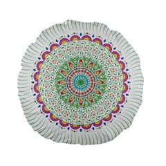 Flower Abstract Floral Hand Ornament Hand Drawn Mandala Standard 15  Premium Round Cushions