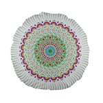 Flower Abstract Floral Hand Ornament Hand Drawn Mandala Standard 15  Premium Round Cushions Front