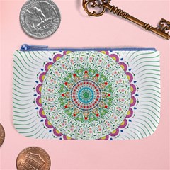 Flower Abstract Floral Hand Ornament Hand Drawn Mandala Large Coin Purse