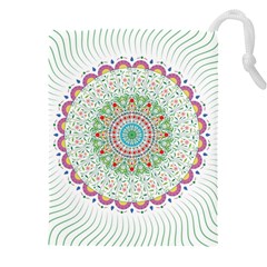 Flower Abstract Floral Hand Ornament Hand Drawn Mandala Drawstring Pouch (4xl) by Jancukart