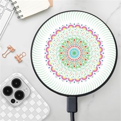 Flower Abstract Floral Hand Ornament Hand Drawn Mandala Wireless Fast Charger(black) by Jancukart