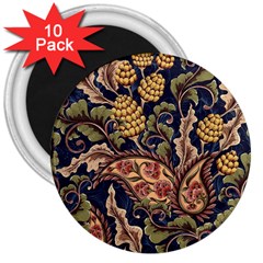 Leaves Flowers Background Texture Paisley 3  Magnets (10 Pack) 