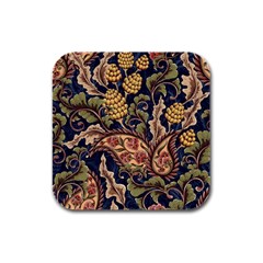 Leaves Flowers Background Texture Paisley Rubber Square Coaster (4 Pack) by Jancukart