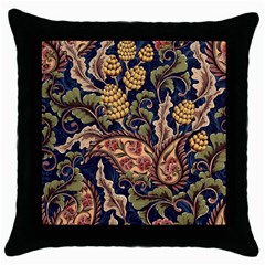 Leaves Flowers Background Texture Paisley Throw Pillow Case (black)