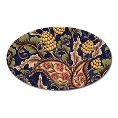 Leaves Flowers Background Texture Paisley Oval Magnet