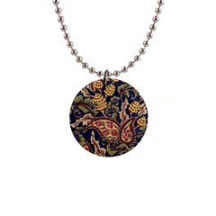 Leaves Flowers Background Texture Paisley 1  Button Necklace