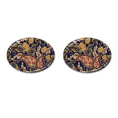 Leaves Flowers Background Texture Paisley Cufflinks (oval)