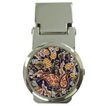 Leaves Flowers Background Texture Paisley Money Clip Watches Front