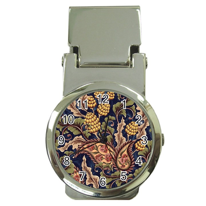 Leaves Flowers Background Texture Paisley Money Clip Watches