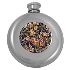 Leaves Flowers Background Texture Paisley Round Hip Flask (5 Oz) by Jancukart