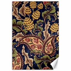 Leaves Flowers Background Texture Paisley Canvas 12  X 18 