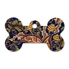 Leaves Flowers Background Texture Paisley Dog Tag Bone (one Side)