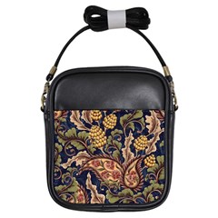 Leaves Flowers Background Texture Paisley Girls Sling Bag