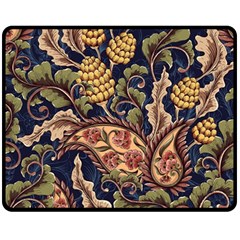 Leaves Flowers Background Texture Paisley One Side Fleece Blanket (medium) by Jancukart