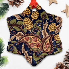 Leaves Flowers Background Texture Paisley Snowflake Ornament (two Sides)