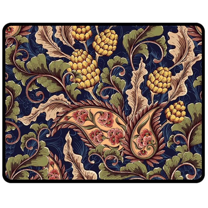 Leaves Flowers Background Texture Paisley Fleece Blanket (Medium)