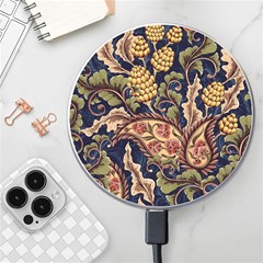 Leaves Flowers Background Texture Paisley Wireless Fast Charger(white) by Jancukart