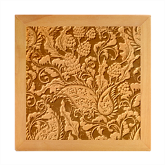 Leaves Flowers Background Texture Paisley Wood Photo Frame Cube by Jancukart