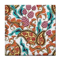 Flowers Pattern Texture White Background Paisley Tile Coaster by Jancukart