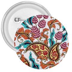 Flowers Pattern Texture White Background Paisley 3  Buttons