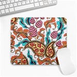 Flowers Pattern Texture White Background Paisley Large Mousepad Front