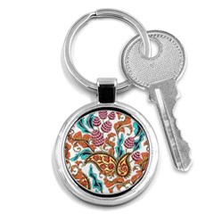 Flowers Pattern Texture White Background Paisley Key Chain (round)