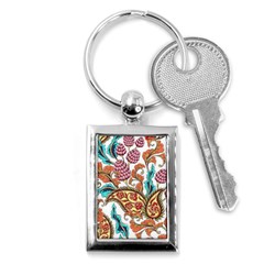 Flowers Pattern Texture White Background Paisley Key Chain (rectangle)