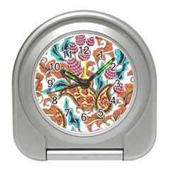 Flowers Pattern Texture White Background Paisley Travel Alarm Clock